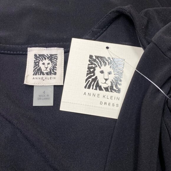 Anne‎ Klein Black Wrap-Style 3/4 Sleeve Dress with Tie Waist Size 4 NWT - Picture 8 of 9